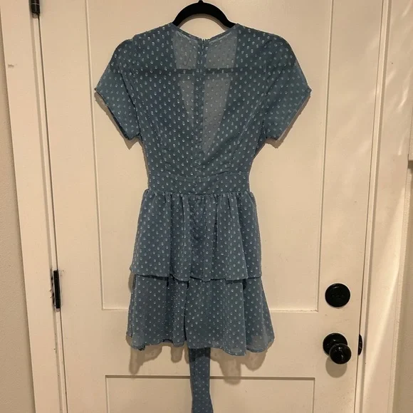 Lucy in the Sky Blue Polka Dot Mini Dress size medium - Picture 3 of 6